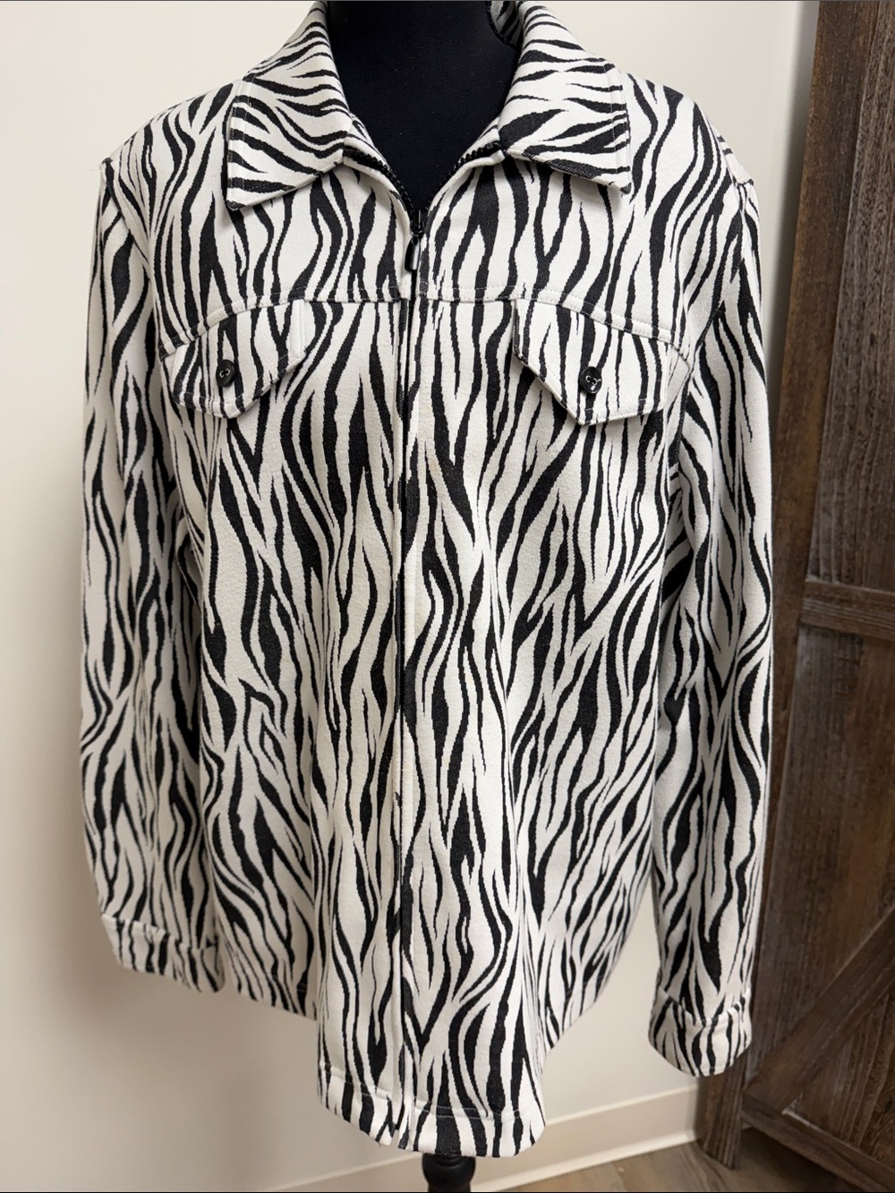 Alfred Dunner Black & White Zebra-Print Jacket